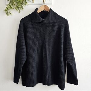 Mercer & Madison Wool Angora Sweater 2X Black Ribbed Collared Cozy Soft